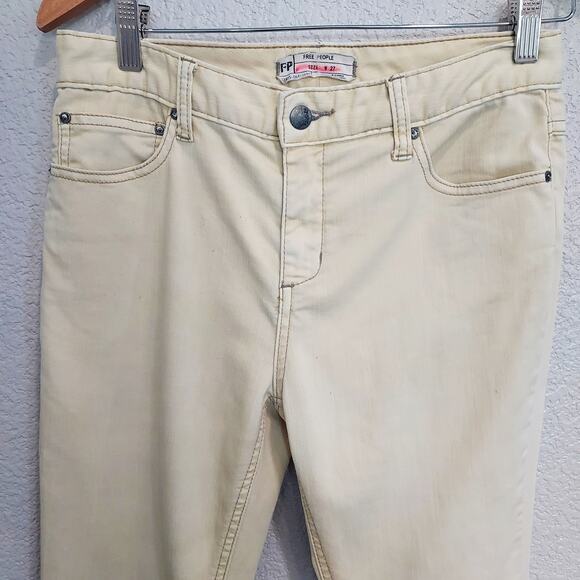 Free People Pale Yellow Denim Slim Straight Leg Jeans Size 27 - Picture 4 of 12